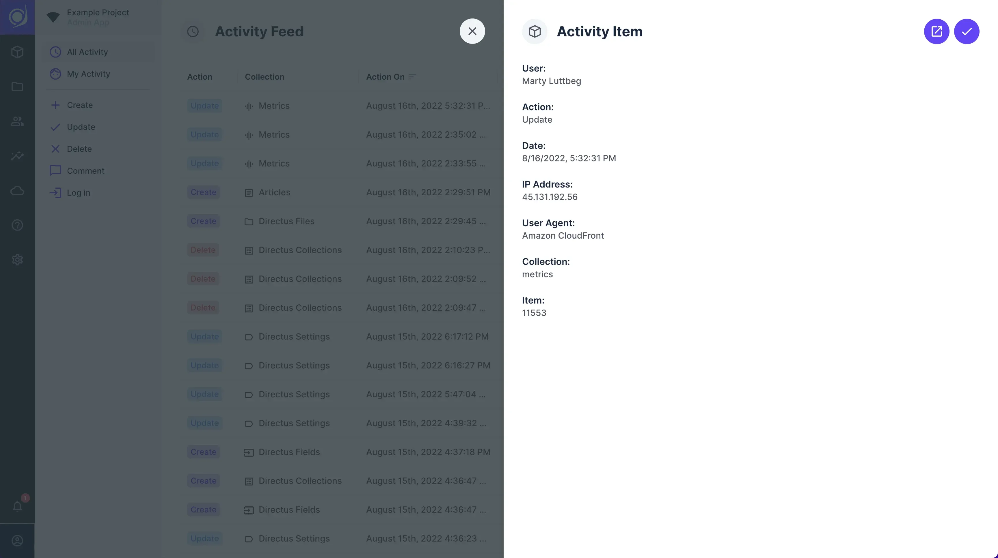 Activity Log Default Fields