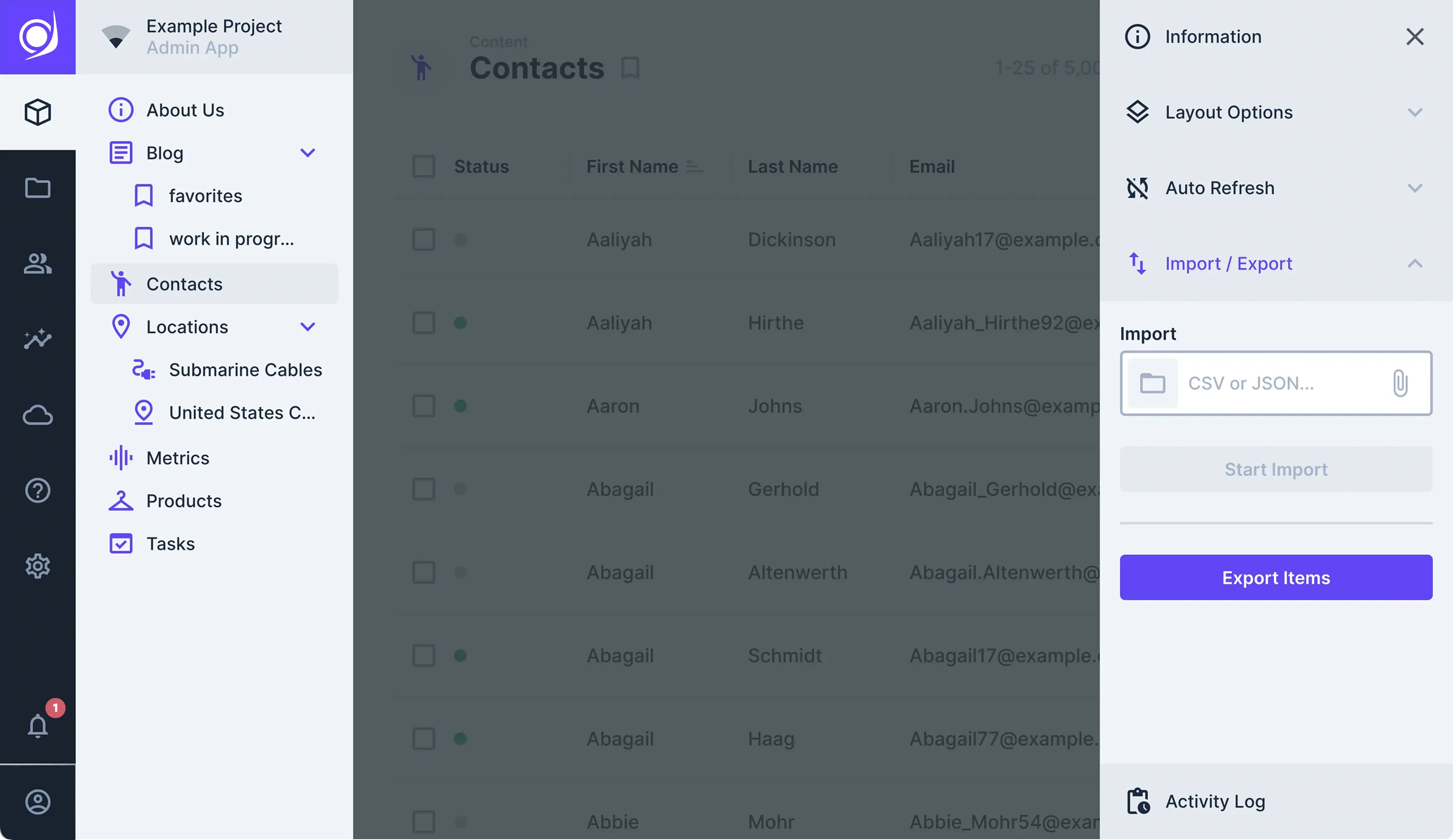 Import and Export Items