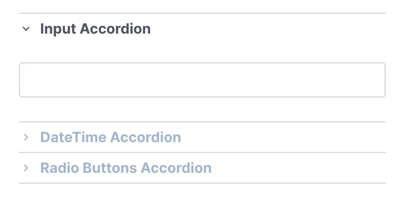 An accordion interface that allows use to expand and collapse different fields.