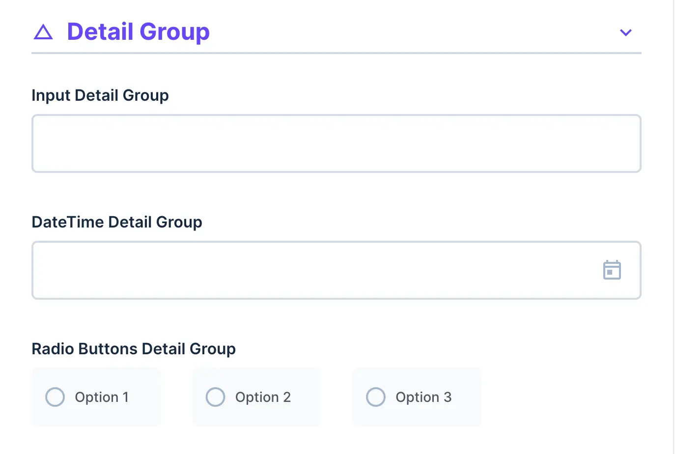 A group of form fields that are currently visible but can be hidden behind a toggle.
