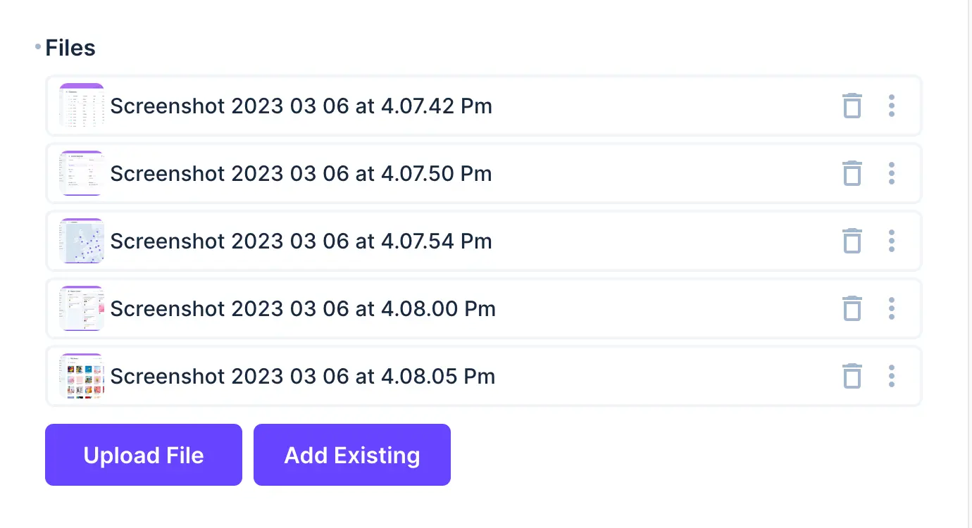 A file type form input where user can select and upload multiple files.
