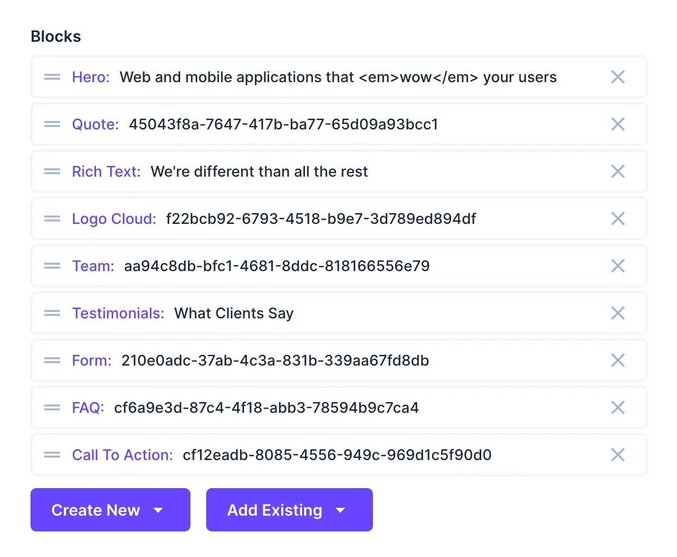 A form interface that allows users to create a relationship from the current item by selecting different items from multiple, distinct Collections.