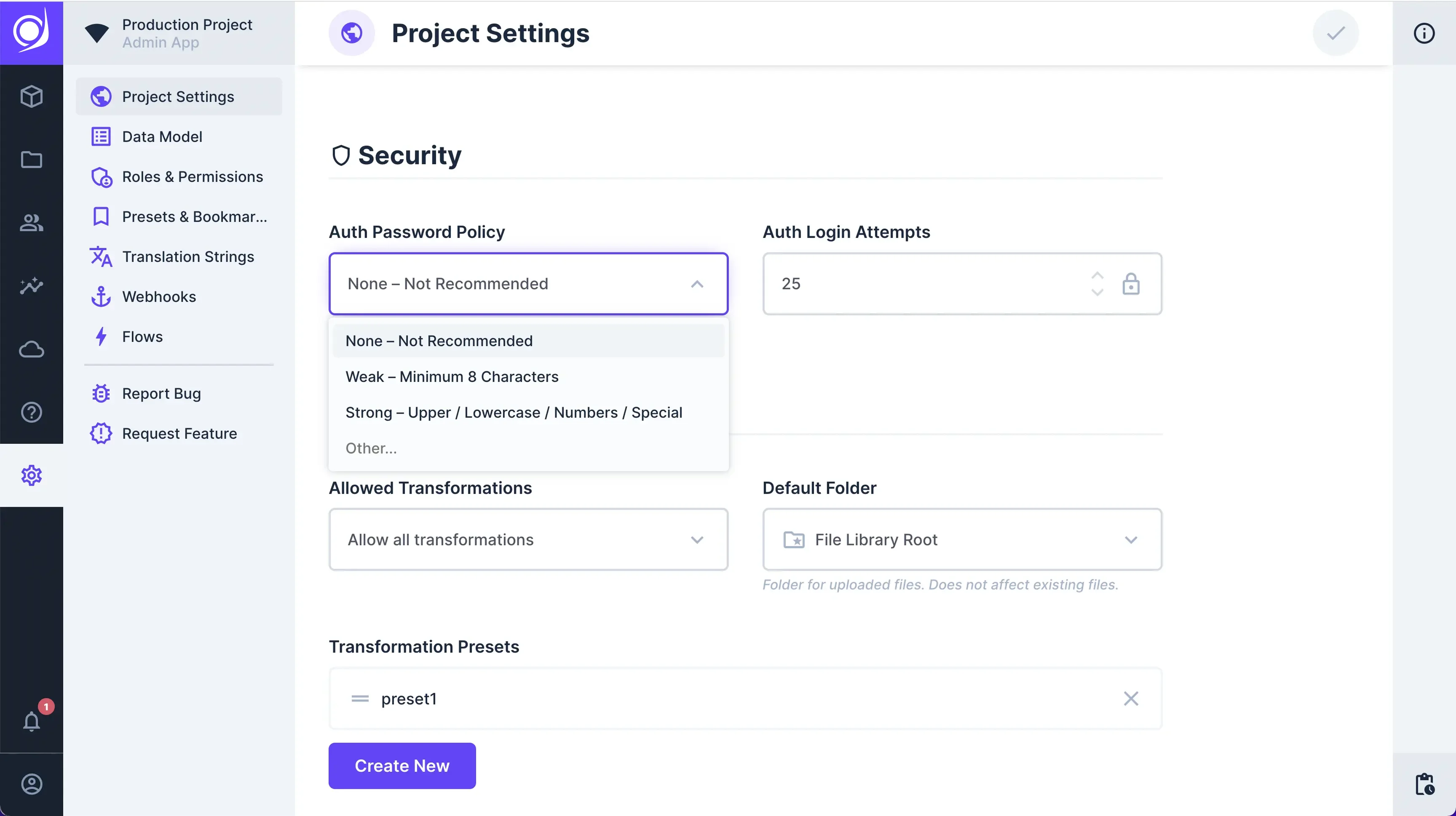 How to Configure Security in Project Settings