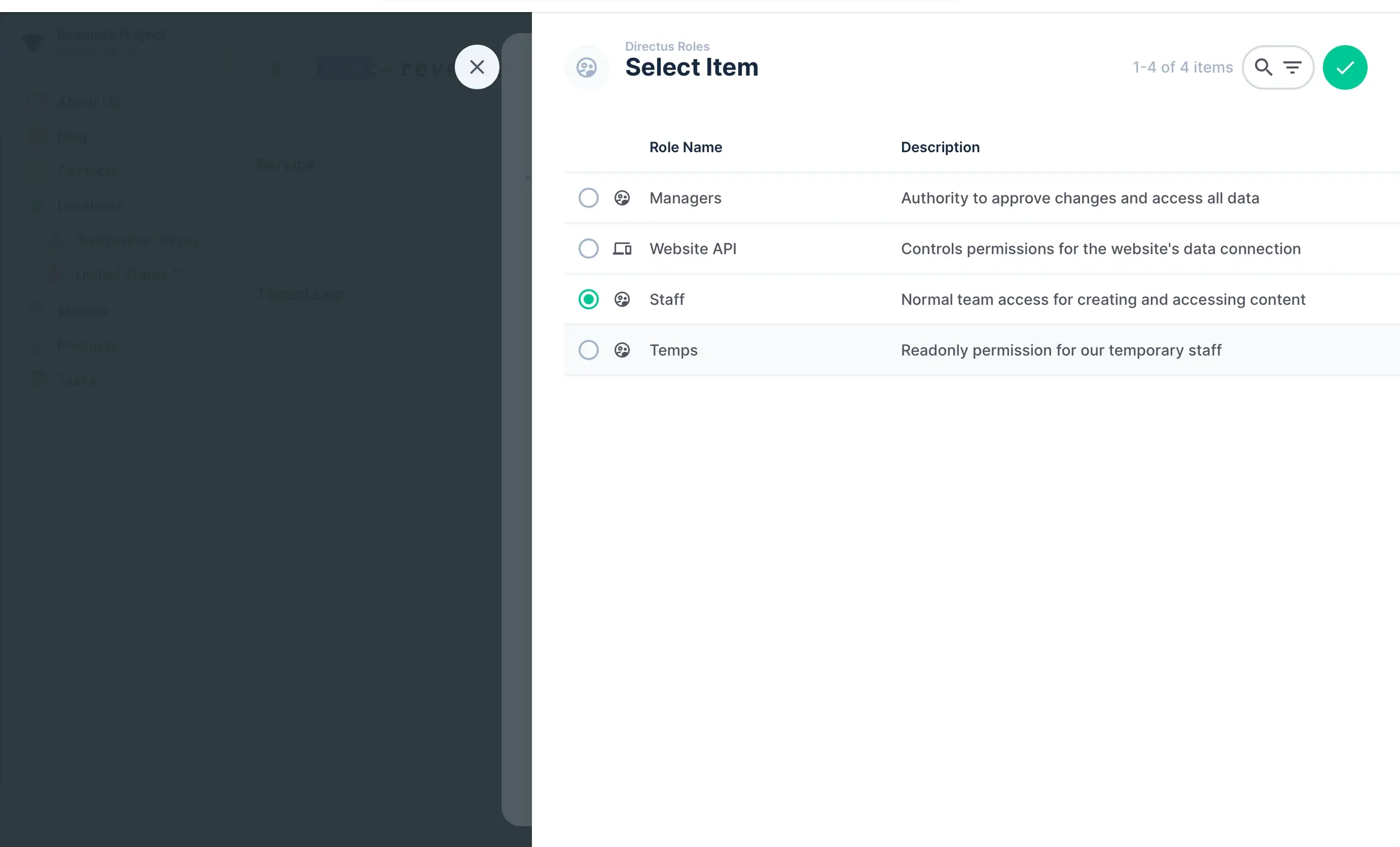 Select Role for Share
